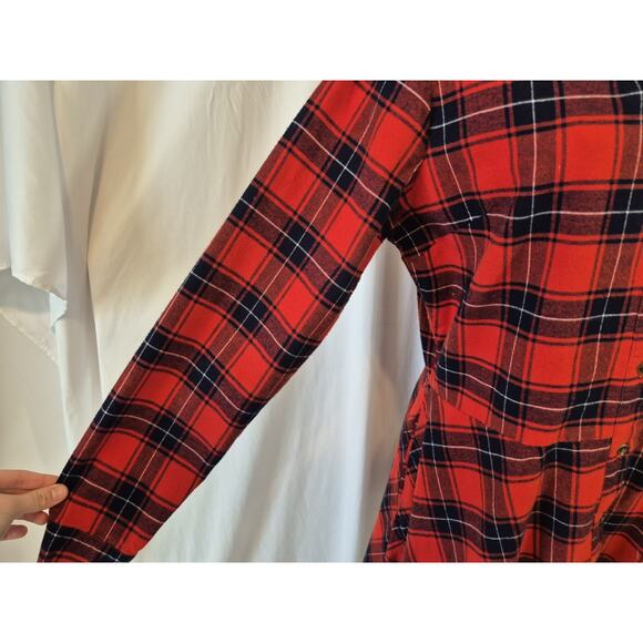 Kiel James Patrick Plaid Cozy Cabin Flannel Apple Pie Skillet Shirt Dress Large - Picture 3 of 7